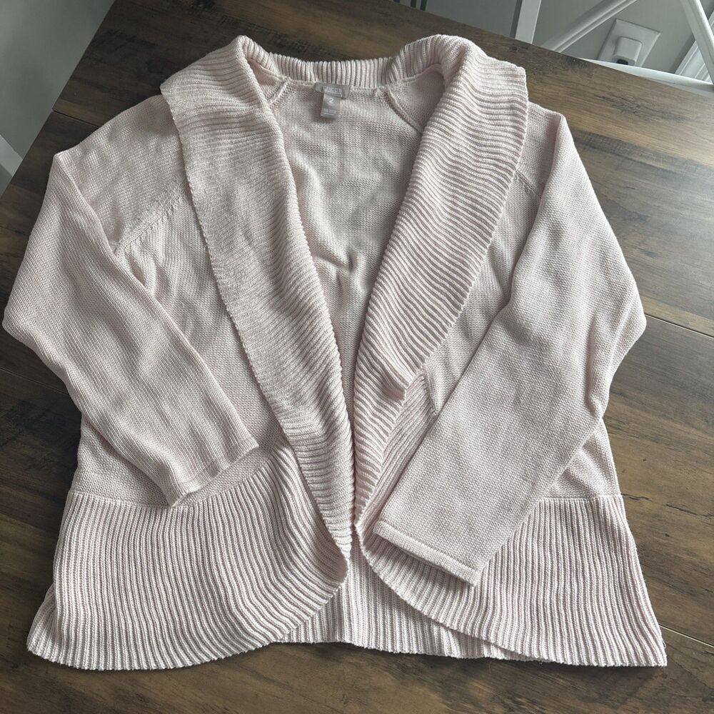 Chico’s Women Size 2 Cotton Blend Light Pink Cardigan Medium
